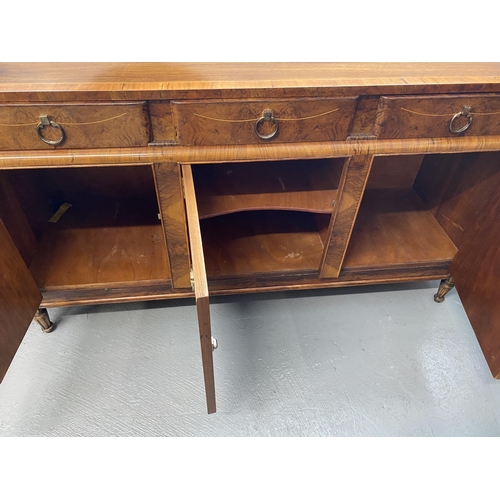 3 - Side unit with three over three design with burr walnut design and inlaid detailing, approx size  L6... 