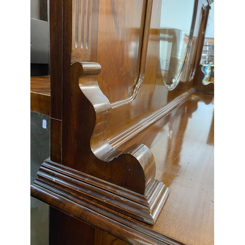 44 - Mahogany sideboard with circular bevelled mirror and Cabriolet feet (top panel is detachable for eas... 