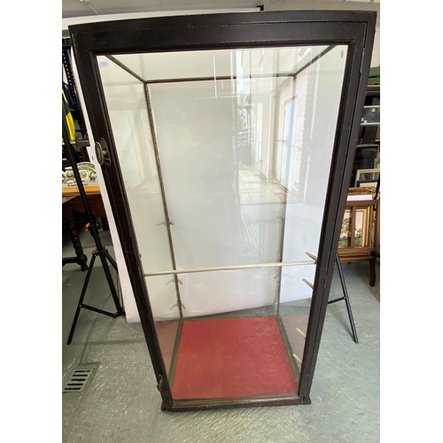 Large antique ebonised display cabinet, fully glazed with facility for adjustable shelves, overall approx height 153cm x W71cm x D51cm