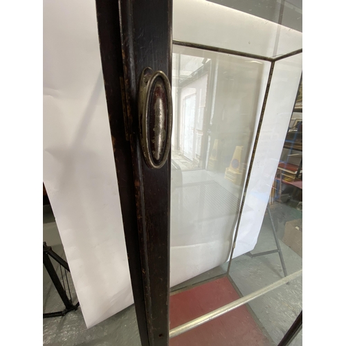 61 - Large antique ebonised display cabinet, fully glazed with facility for adjustable shelves, overall a... 