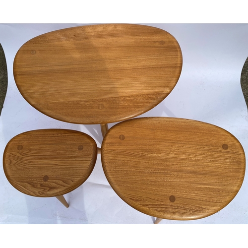 109 - Ercol blonde 'pebble' nest of tables, approx. max H40cm, W65cm, D45cm