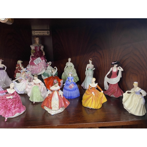 263 - Royal Doulton and Coalport ladies (smaller sizes) together with one larger Doulton Figure HN3648, Ap... 