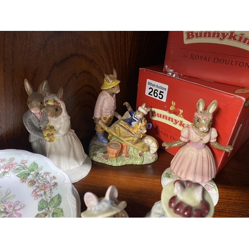 265 - Royal Doulton boxed Bunnykins figures Home Grown, Wedding Day, Little Ballerina together with x4 f... 