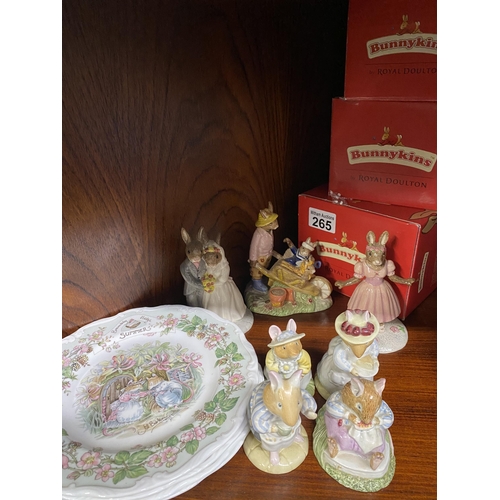 265 - Royal Doulton boxed Bunnykins figures Home Grown, Wedding Day, Little Ballerina together with x4 f... 