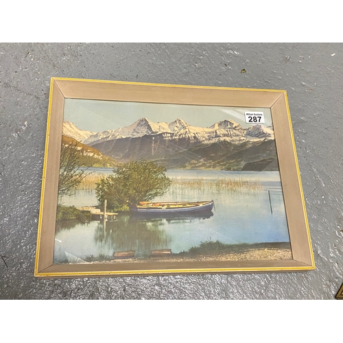 287 - Mid-Century framed print 'Lake of Thun', 43 X 34 CMS