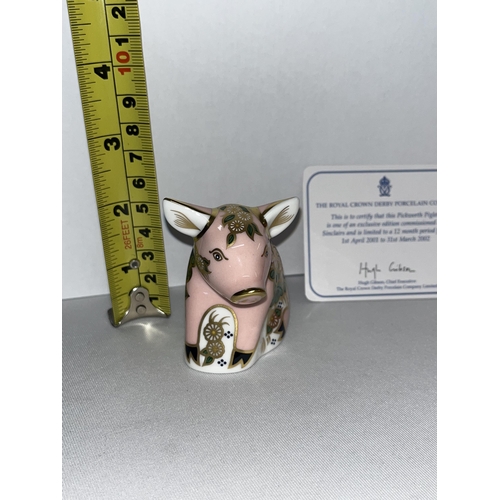 181 - Royal Crown Derby pickworth piglet with certificate, golden stopper and in box together with Royal C... 