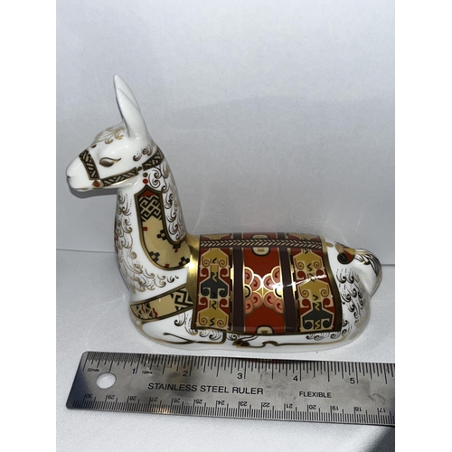 183 - Royal Crown Derby Llama paperweight with gold stopper in box