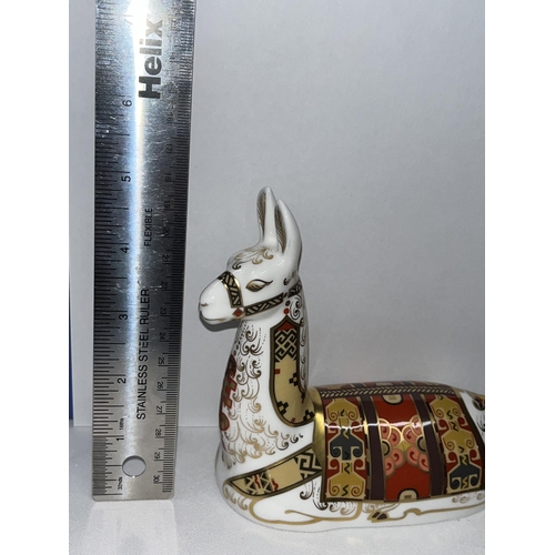 183 - Royal Crown Derby Llama paperweight with gold stopper in box