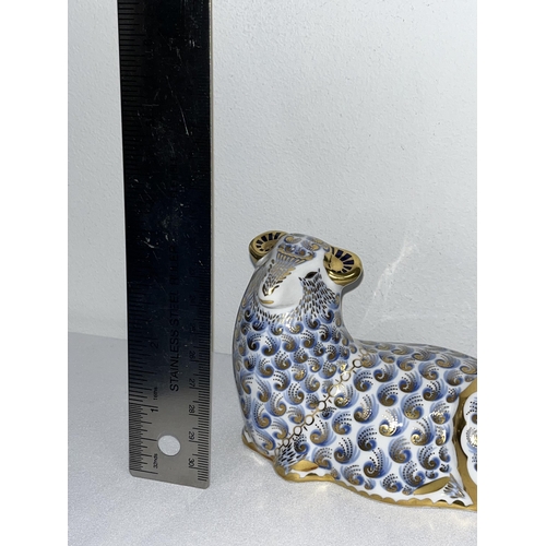 207 - Royal Crown Derby paperweight in the form of a sheep with silver stopper and with box together with ... 