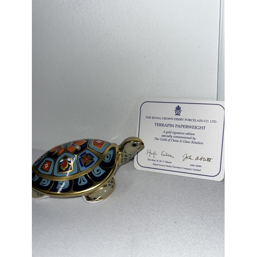 209 - Royal Crown Derby paperweight in the form of terrapin (C and G) A gold signature edition specially c... 