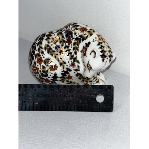 213 - Royal Crown Derby paperweight in the form of a Russian bear with silver Coloured stopper and box