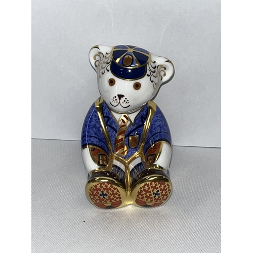 233 - Royal Crown Derby teddy schoolchild paperweight with gold stopper in box