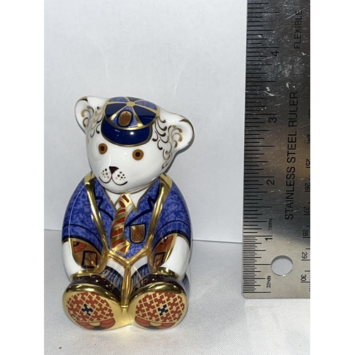 233 - Royal Crown Derby teddy schoolchild paperweight with gold stopper in box