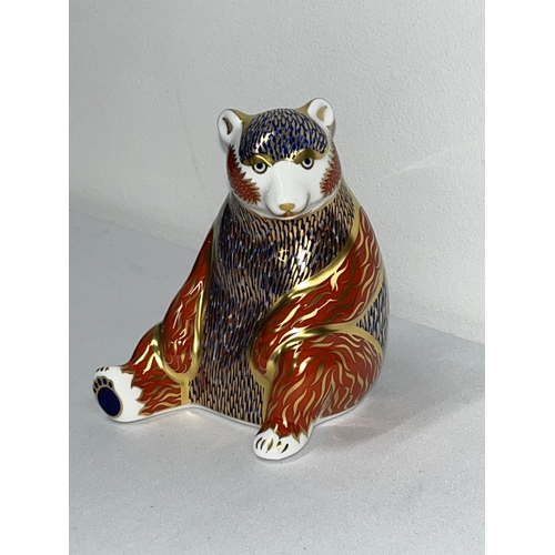 198 - Royal Crown Derby Imari bear paperwhite with silver Colour stopper and box