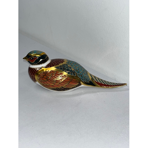 201 - Royal Crown Derby Collectors Guild Woodland Pheasant with gold stopper and box and original receipt ... 