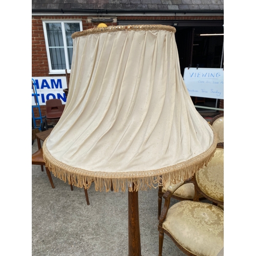 62 - Vintage standard lamp with silk shade, PAT tested