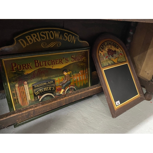 94 - Two vintage style advertising / chalk boards D Bristow & Son and Capt. Jacobs