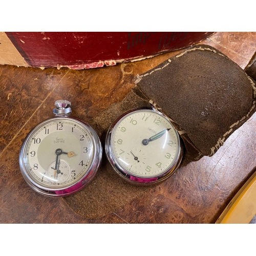 95 - Bowler hat 'Super Lite' No1 in original box together with x2 Smiths pocket watches in leather pouch ... 