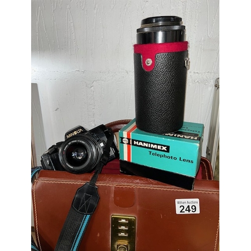 249 - Minolta 7000 camera with 35-70mm f4 lens, a Minolta AF Zoom 70-210mm F4 lens together with a Hanimex... 