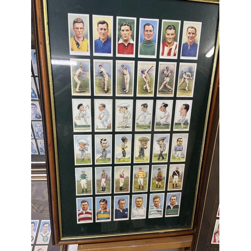 282 - Framed cigarette cards of mixed sporting genres to include football, cricket, horse racing, golf etc... 