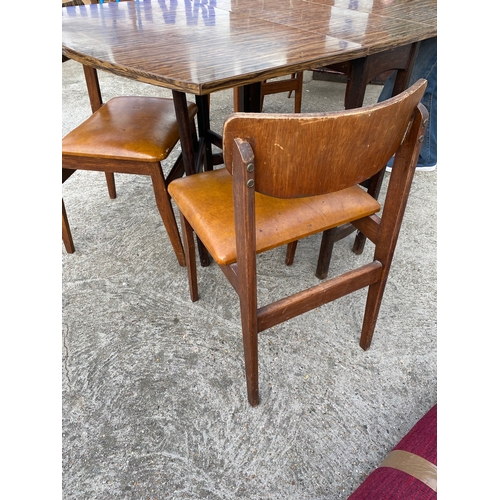 106 - Retro drop leaf Formica table with matching chairs together with Retro Formica table with detachable... 