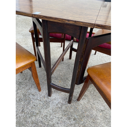 106 - Retro drop leaf Formica table with matching chairs together with Retro Formica table with detachable... 