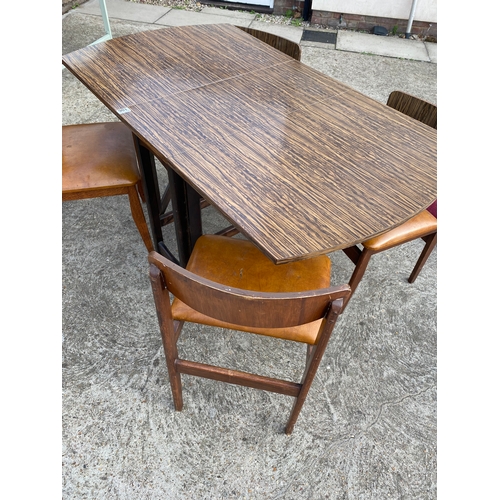 106 - Retro drop leaf Formica table with matching chairs together with Retro Formica table with detachable... 