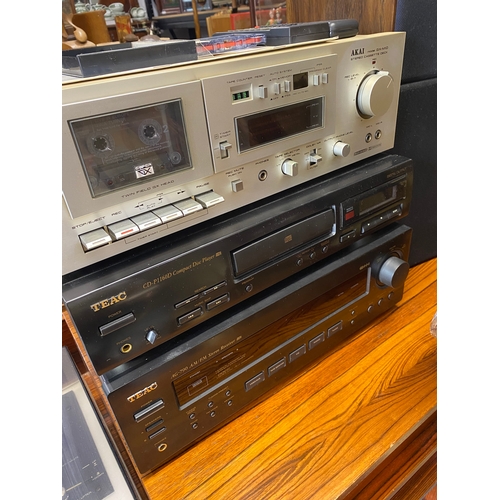 104 - Stereo equipment components to include Akai GX-M10 tape deck, Teac CD Player model no CD-P1160D, Tea... 