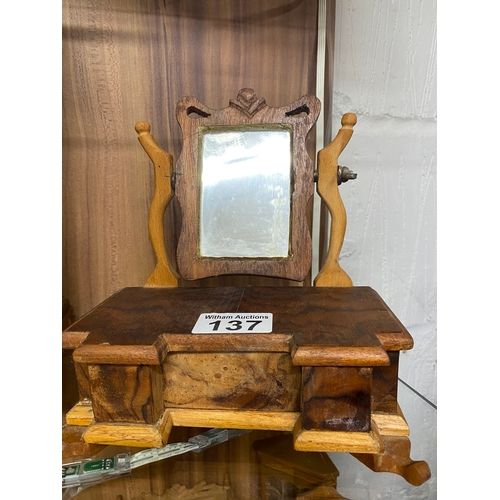 137 - Bespoke handmade miniature dressing table with swivel mirror