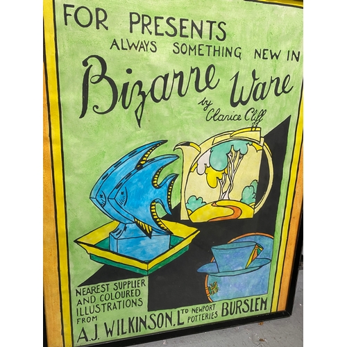 277 - Clarice Cliff green and yellow Bizarre Ware poster showing a teapot and fishes, A J Wilkinson Newpor... 