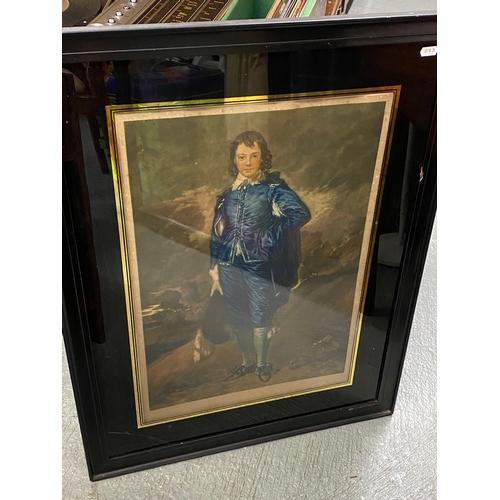 293 - Two co-ordinating framed vintage-coloured prints, one features Gainsborough blue boy and the other c... 