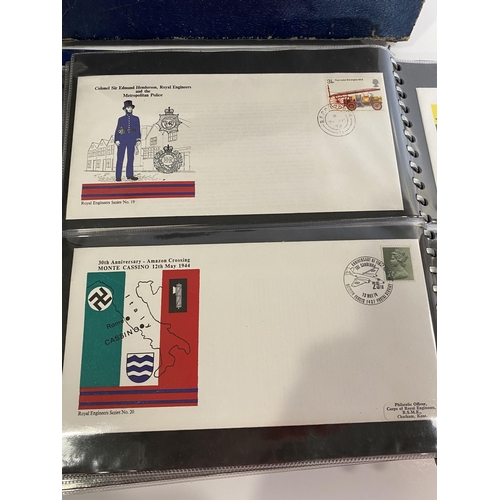 153 - Royal Engineers Commemorative 1st day covers marking important moments in Corps history, in wiro-bou... 