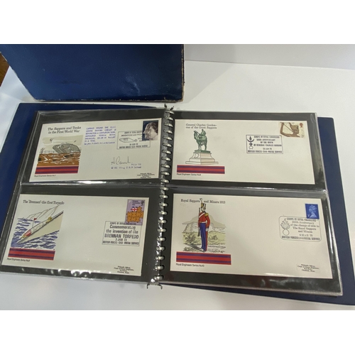 153 - Royal Engineers Commemorative 1st day covers marking important moments in Corps history, in wiro-bou... 