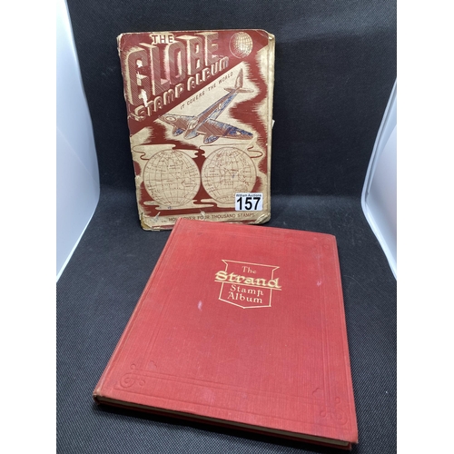 157 - The Globe stamp album, containing stamps from around the world together with a Strand stamp album to... 