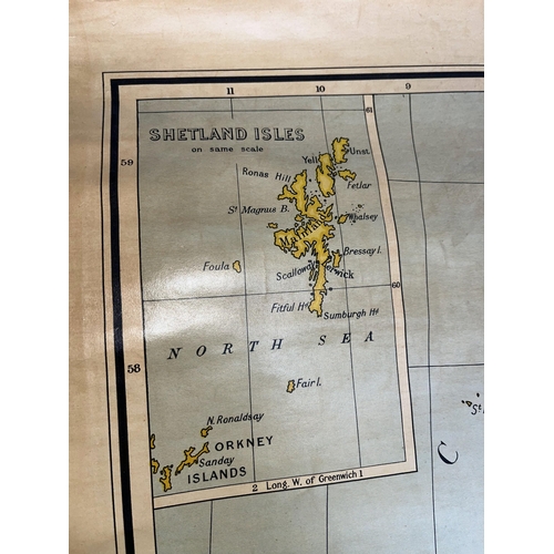 35 - A vintage map of Great Britain and Ireland (mounted on wooden pole to roll), in good condition