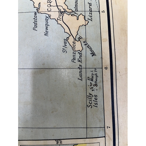 35 - A vintage map of Great Britain and Ireland (mounted on wooden pole to roll), in good condition