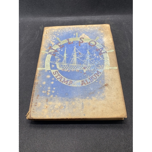 155 - A hardback - The Nelson stamp album, in excess of 135 pages full/part filled with stamps from variou... 