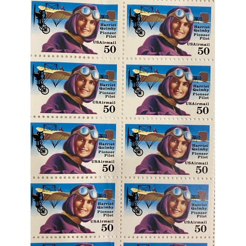 162 - Stamp pages from 1993 relating to Harriett Quimby Airmail variety, US 50 cent Airmail Stamp Pioneer ... 