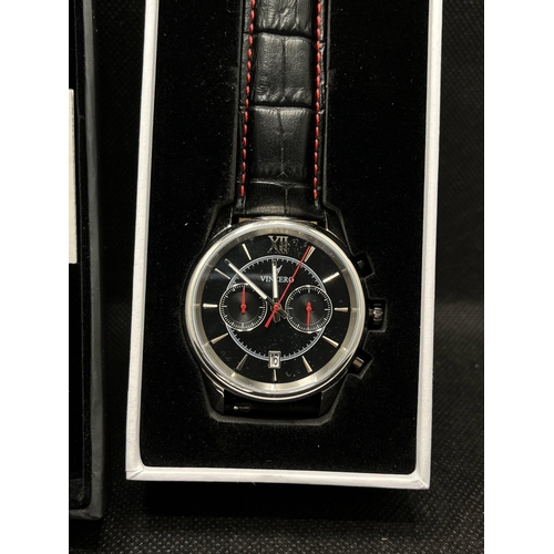 15 - A Vincero collective watch 'The Bellwether' in black and red with two subsidiary dials, as new with ... 