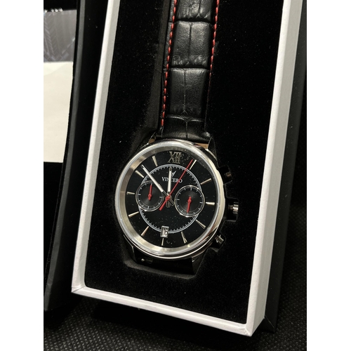 15 - A Vincero collective watch 'The Bellwether' in black and red with two subsidiary dials, as new with ... 