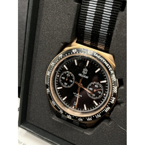 24 - A Helgray watch 'Le Mans' racing chronograph in Legend rose gold with two subsidiary dials,  case di... 