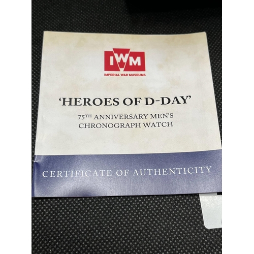 28 - An Imperial War Museum 'Heroes of D-day 75th anniversary' chronograph watch with a leather strap and... 