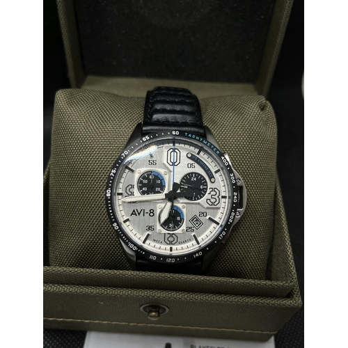 32 - X2 AVI-8 timepieces -  Blakeslee chronograph command pilot, model no. AV-4077-01 case size 43mm, unw... 