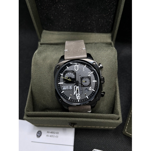 32 - X2 AVI-8 timepieces -  Blakeslee chronograph command pilot, model no. AV-4077-01 case size 43mm, unw... 