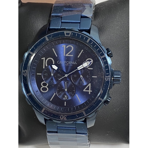 466 - California Watch Co Maverick chrono SS deep blue, mvk-7772-07B , as new with box