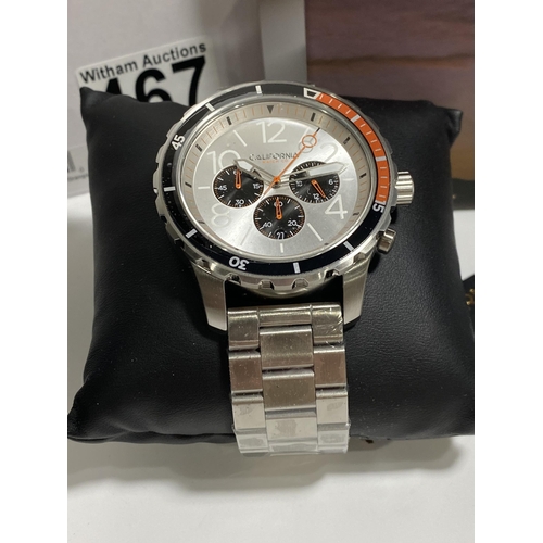 467 - X2 California Watch Co Mavericks Chrono stainless steel silver orange and Chrono Stainless steel sil... 