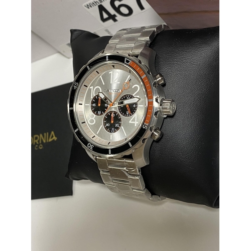 467 - X2 California Watch Co Mavericks Chrono stainless steel silver orange and Chrono Stainless steel sil... 