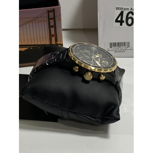 468 - California Watch Co Maverick Chrono stainless steel all black gold MVK-3535-03B, as new with box.