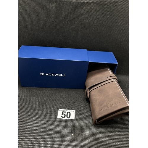 50 - A Blackwell 'Van Alen' wristwatch in a leather pouch, 44mm case, flat sapphire glass , as new with p... 