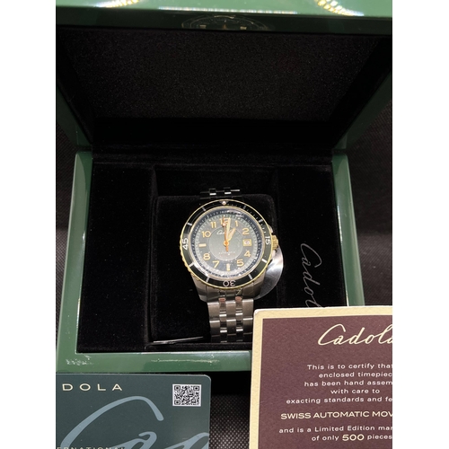 56 - A Cadola 'Bellator' wristwatch in racing green, no. 440/500, 43mm case, a scratch resistant sapphire... 